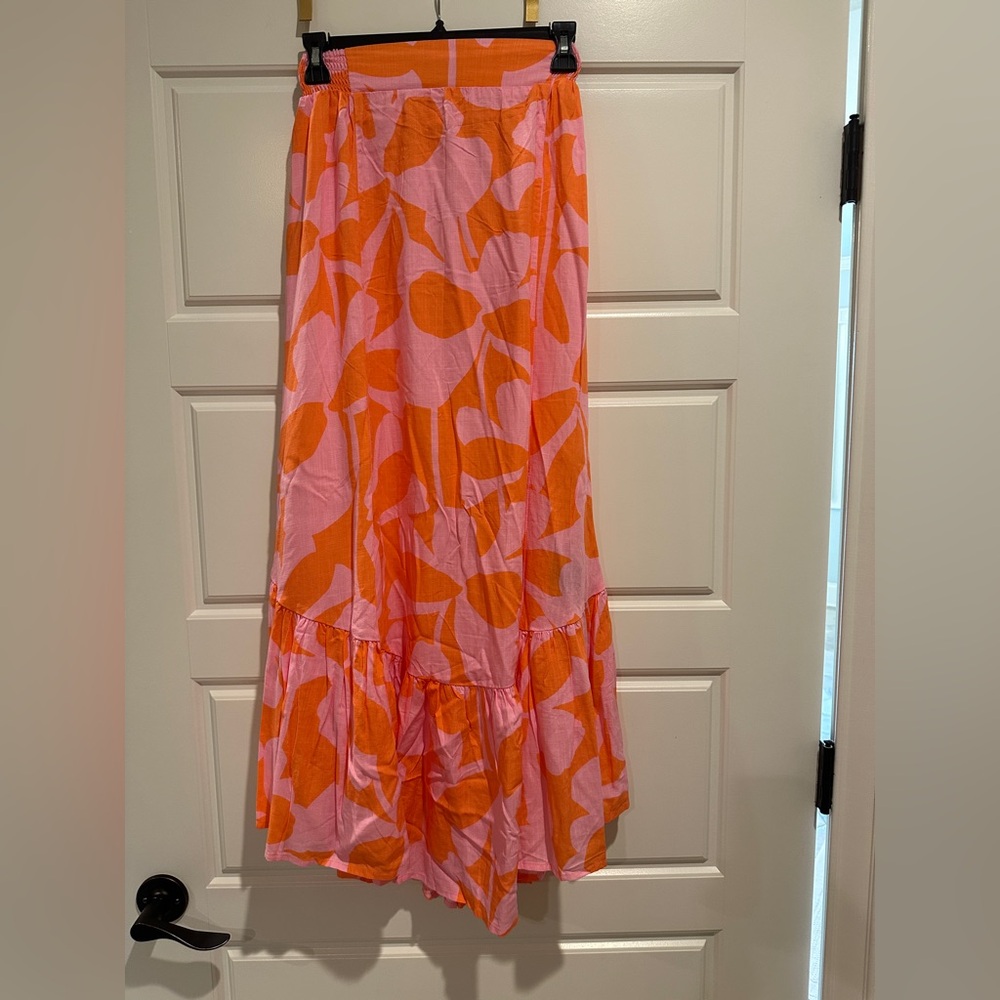 Mister Zimi Orange and Pink Women's Maxi Skirt